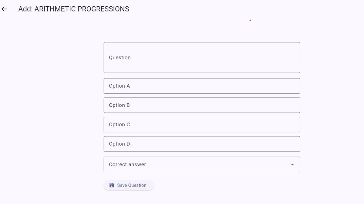 The Add Question form