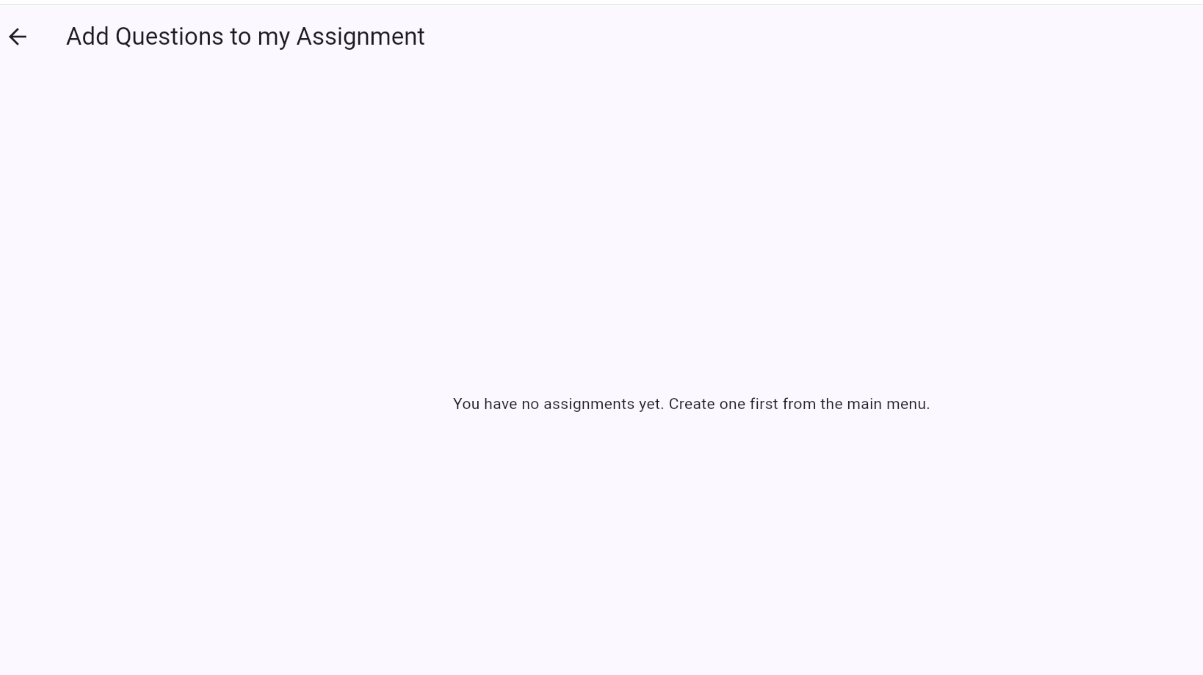 Selecting questions to add to an assignment